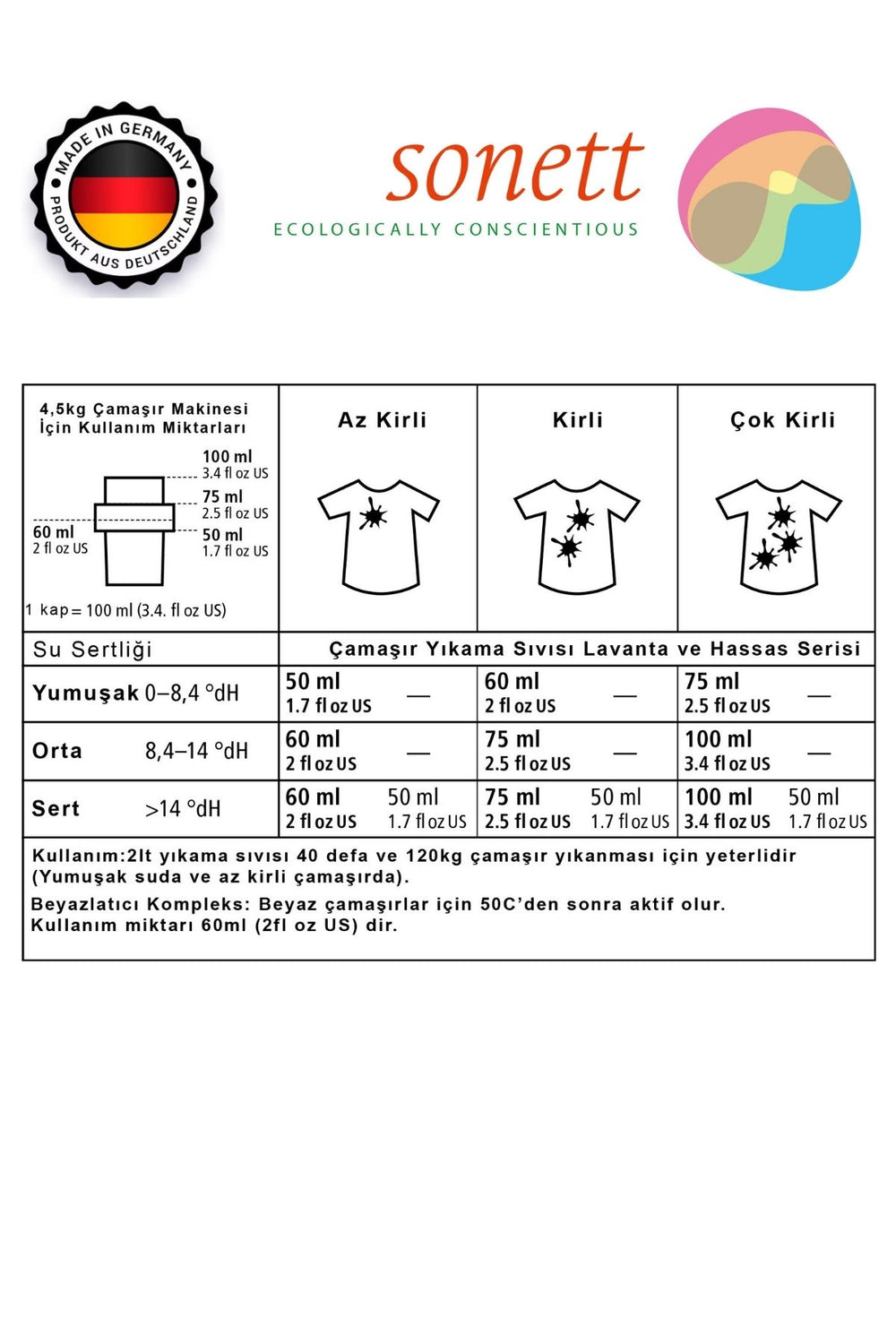 Sonett Organik Kokusuz Çamaşır Deterjanı Hassas Serisi 5lt