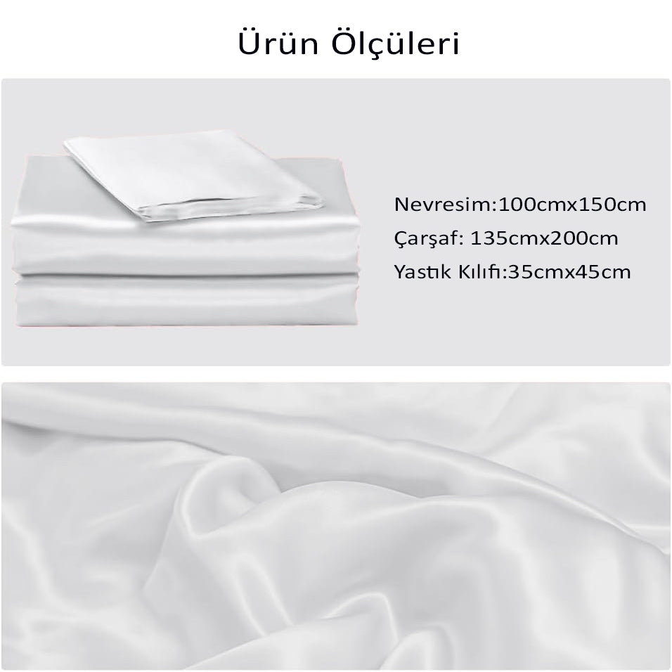 SEO Enab İpek Bebek Kırık Beyaz Nevresim Takımı