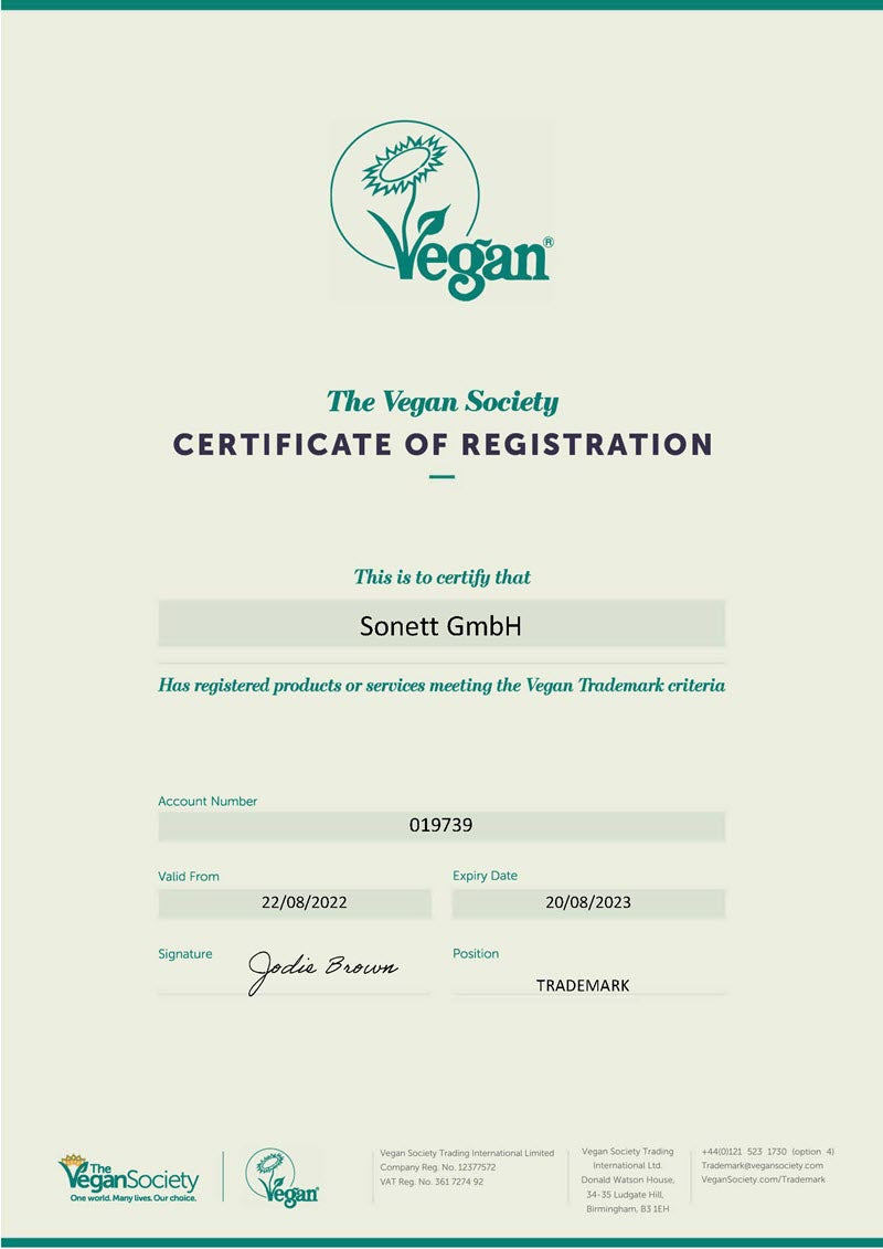 Sonett Vegan Sertifikası
