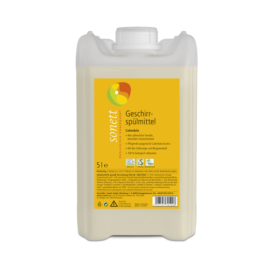 Sonett Bitkisel Elde Bulaşık Yıkama Sıvı Deterjanı - Calendula - 5 Lt.